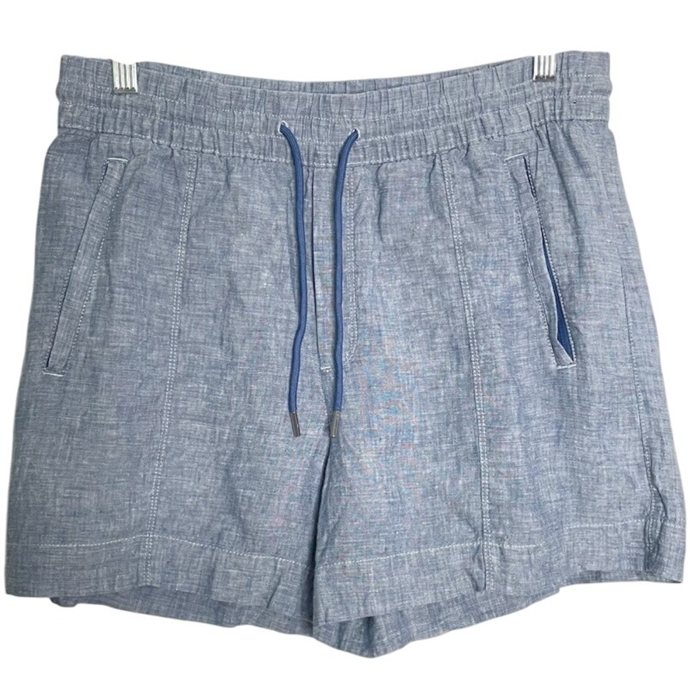 Athleta Retreat 100% Linen Shorts Blue Beach Vacation Resortwear 533545 Size 10